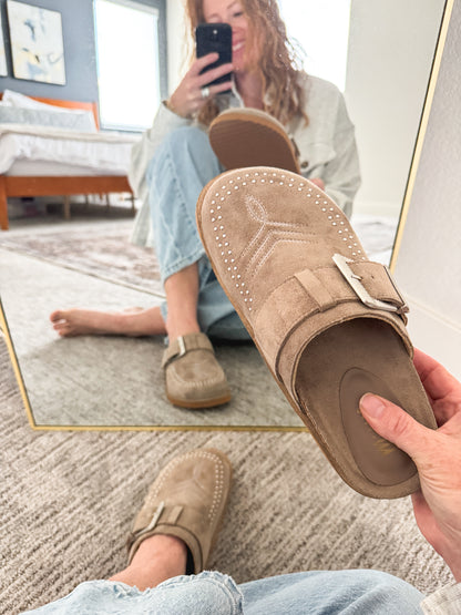 Josephine Suede Slide in Grey