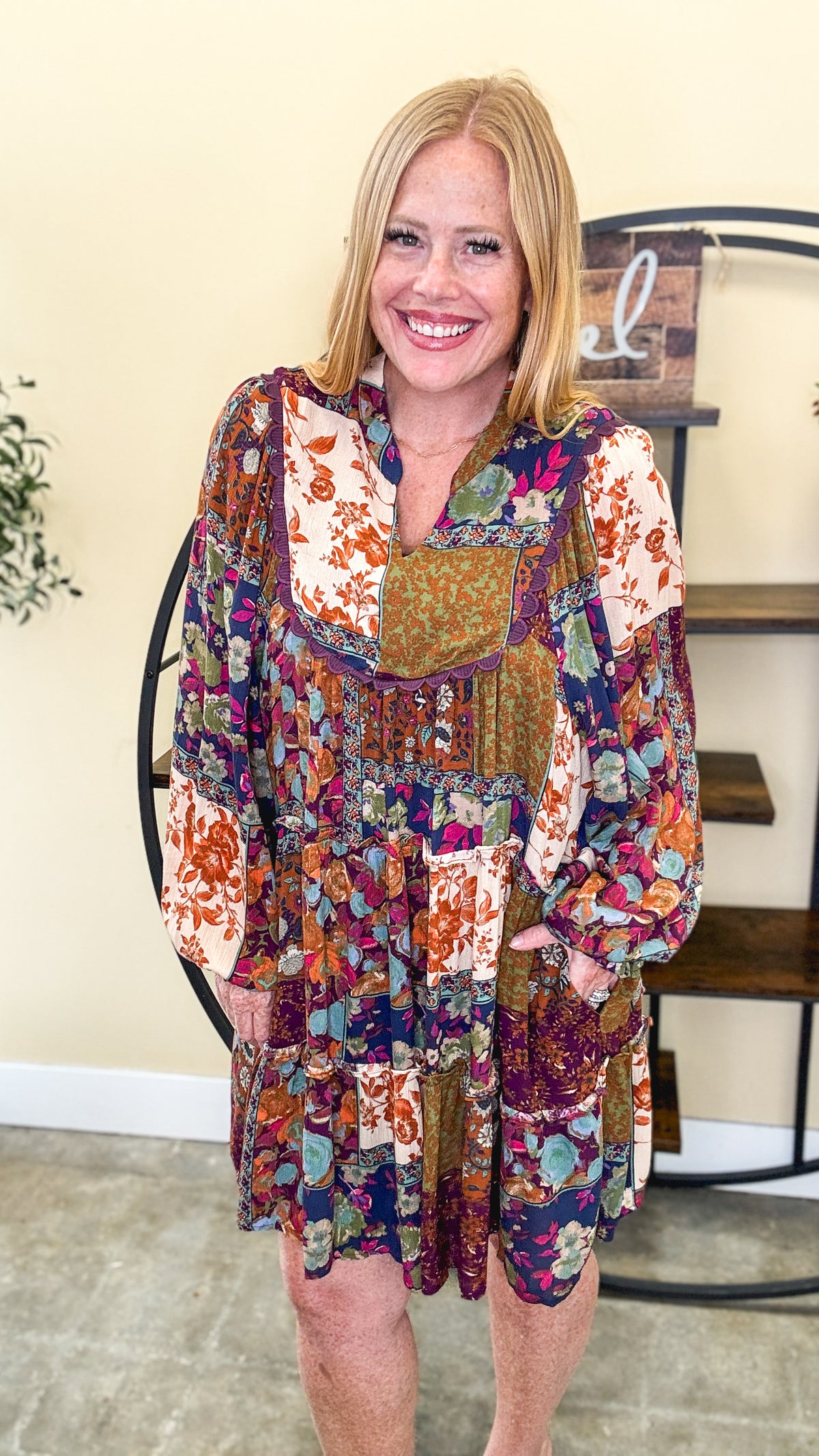 Plum Story Patchwork Gauze Dress