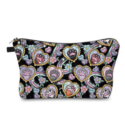 Pouch - Cat Paw Heart Meow Black