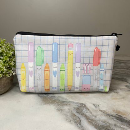 Pouch - Writing Utensils Markers on Grey Teacher