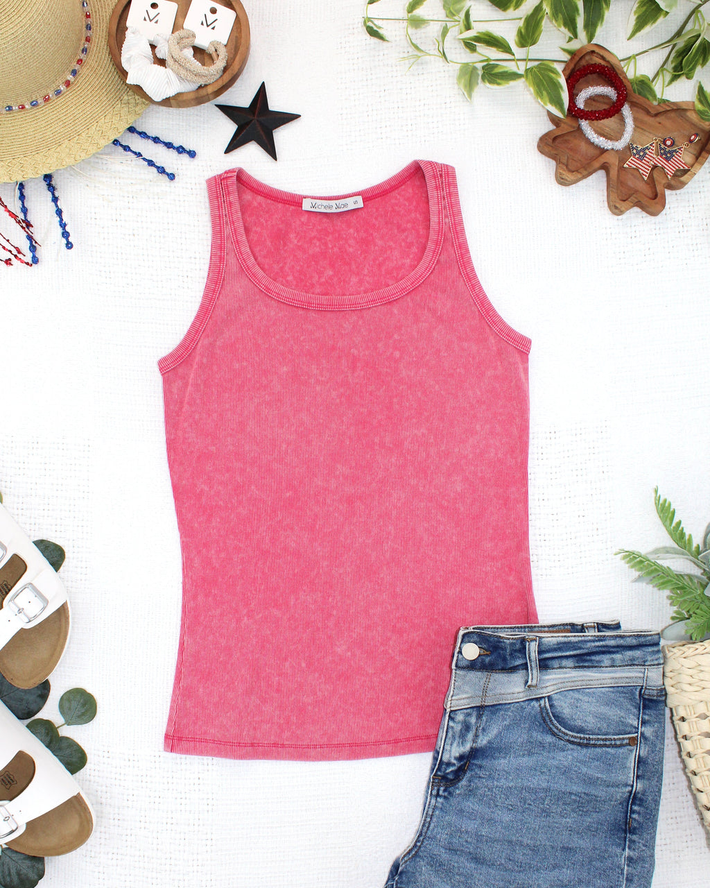 IN STOCK Audrey Vintage Wash Tank - Red