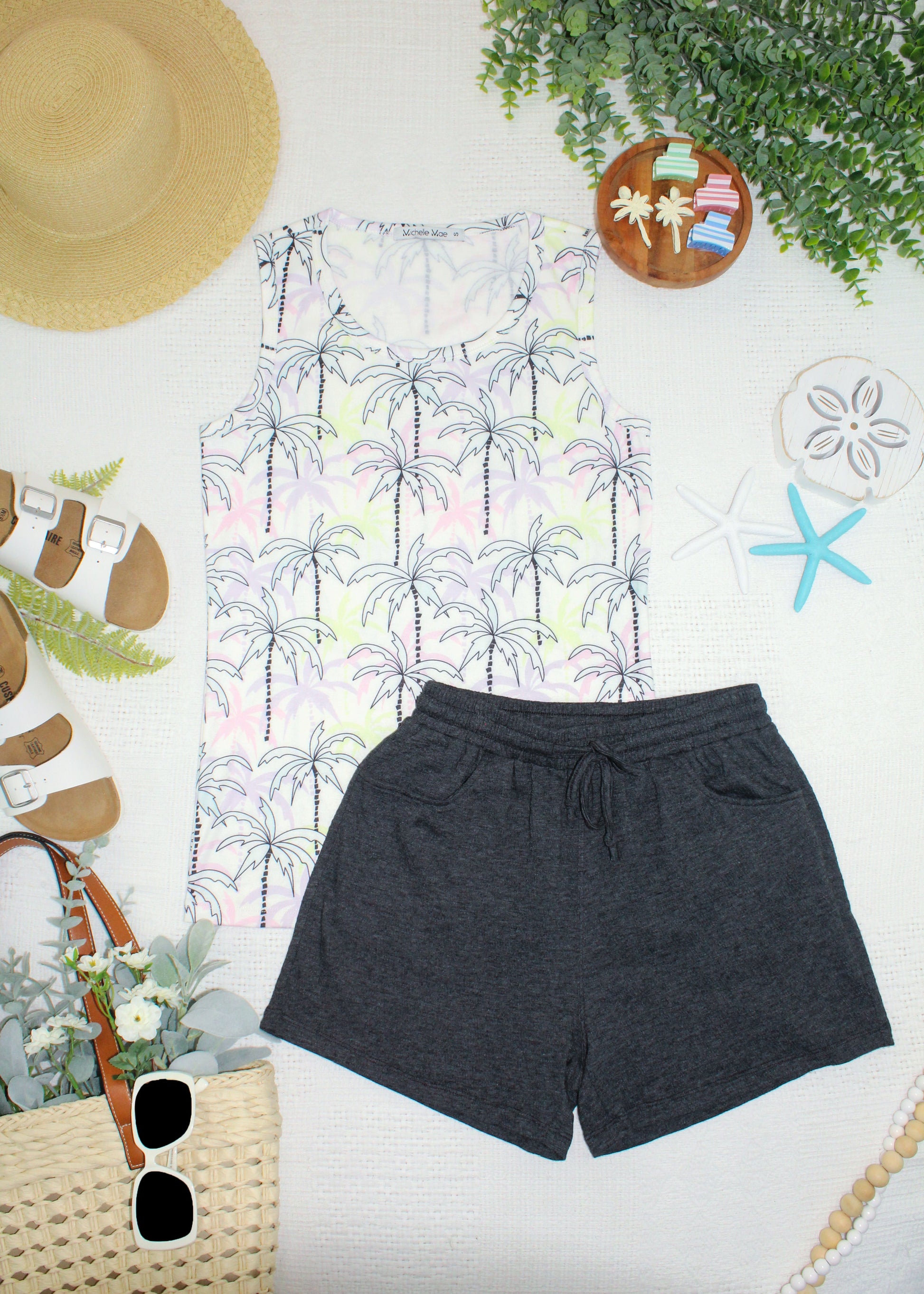Candice Crinkle Shorts - Charcoal