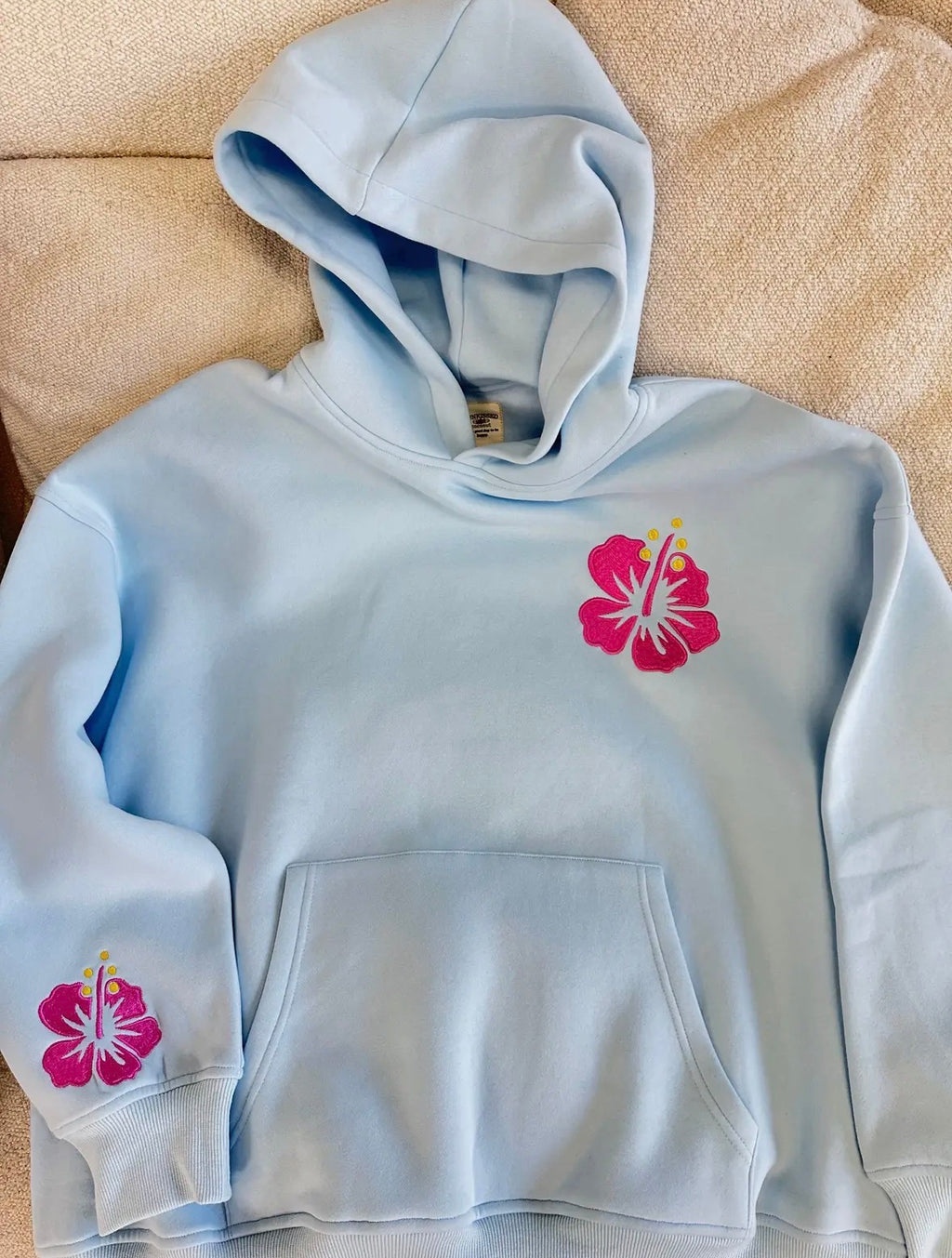 PREORDER: Icey Blue Hibiscus Flower Beach Babe Hoodie