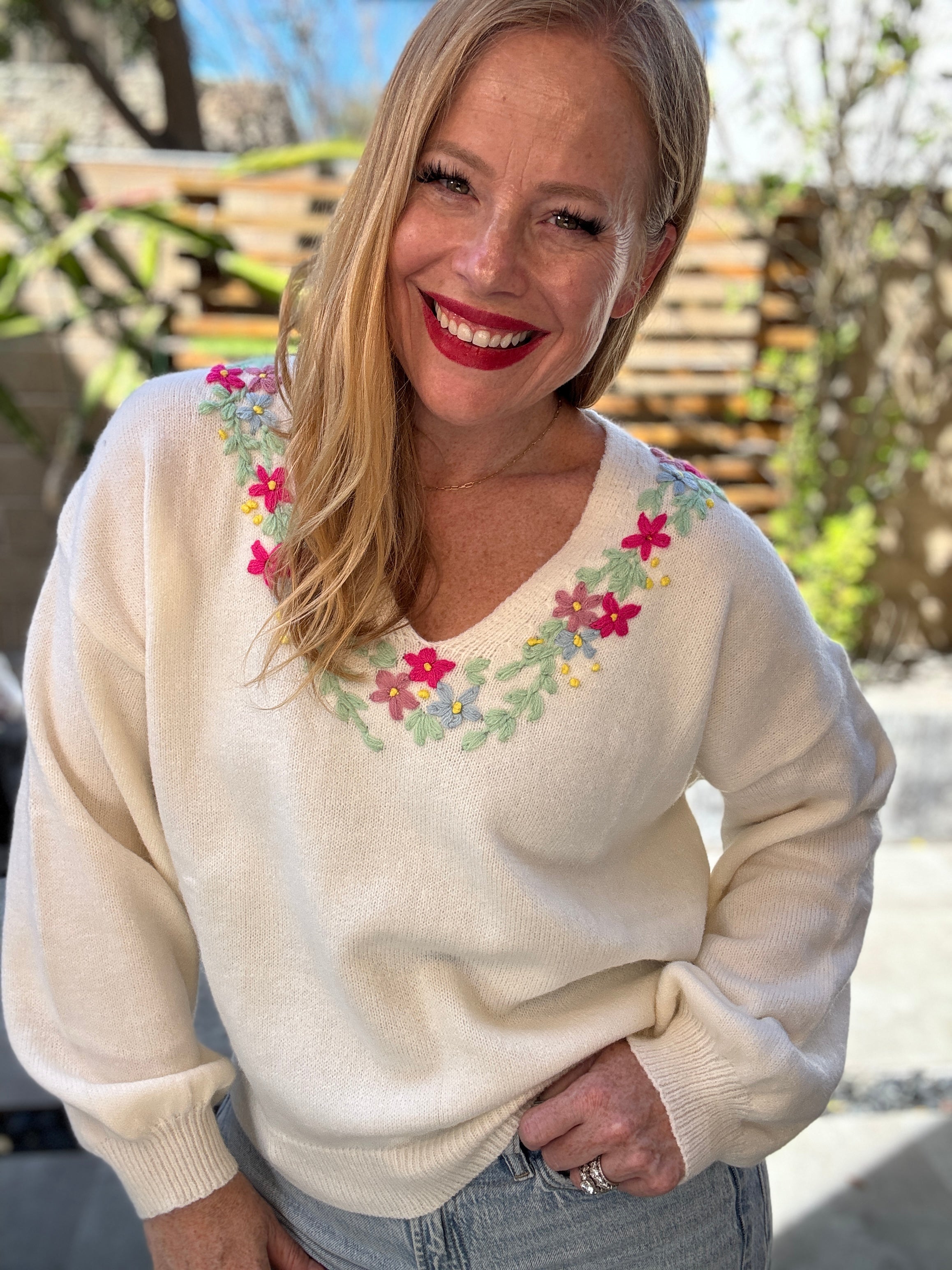 Brighter Days Embroidered Sweater