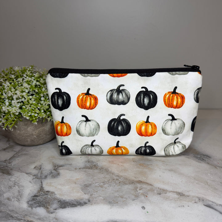 Pouch - Halloween Fall - Black Grey Orange Pumpkin