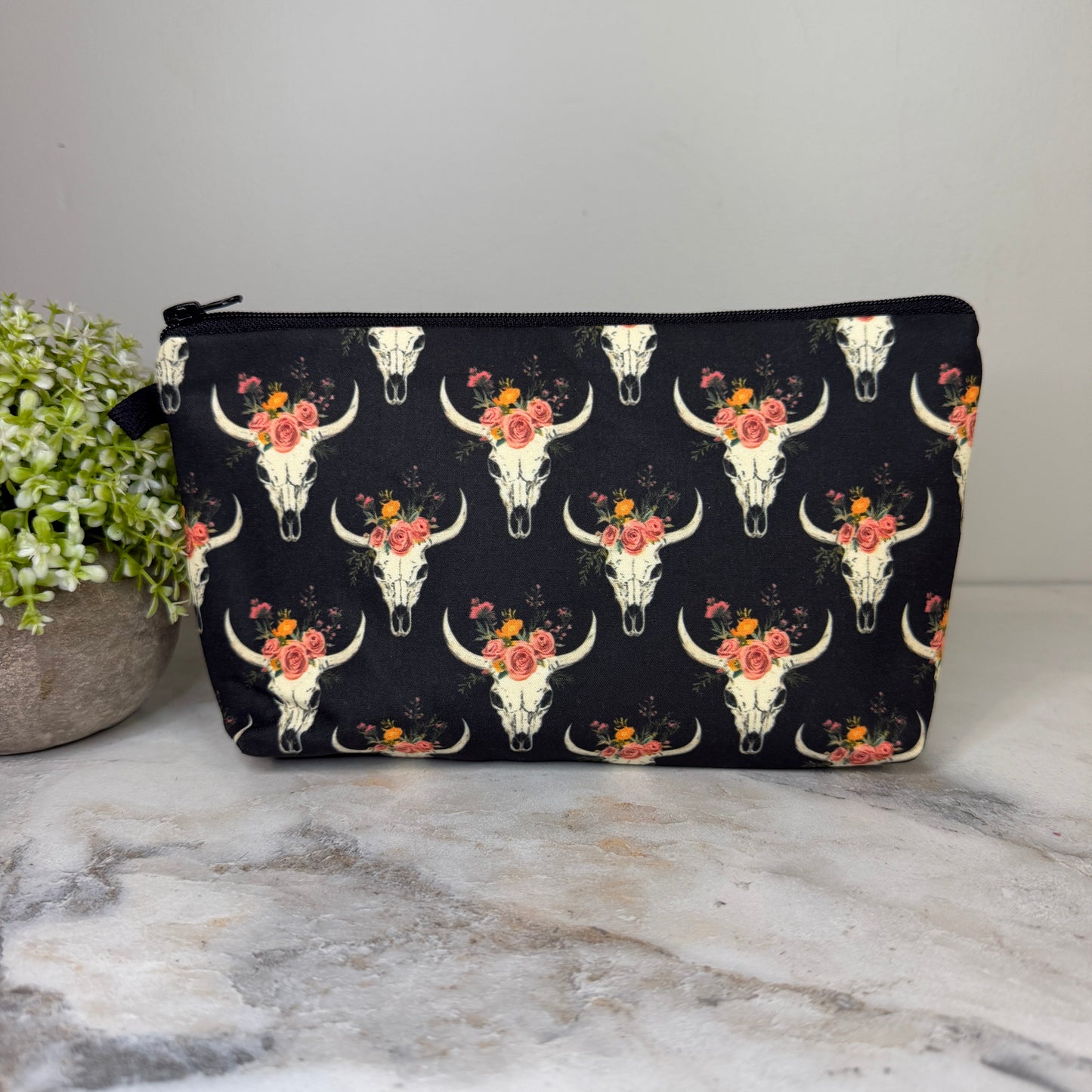 Pouch - Bull Skull Floral