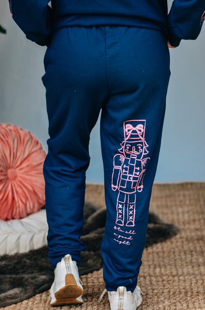 Nutcracker Bows Navy Joggers
