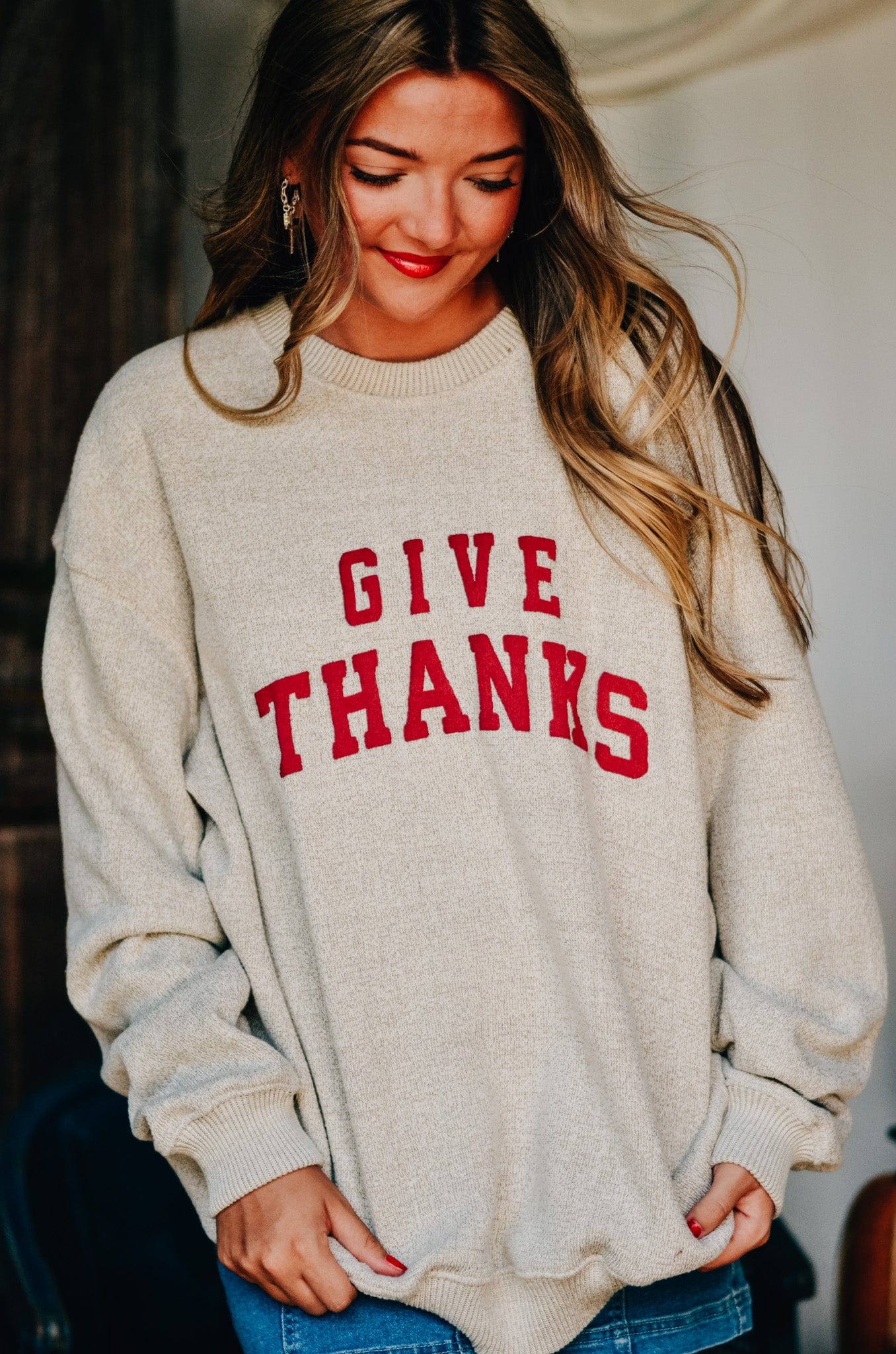 Give Thanks Knit Sweatshirt