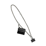 Gun Metal with Black Zipper Pouch