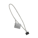 Silver Chain with Silver Zipper Pouch