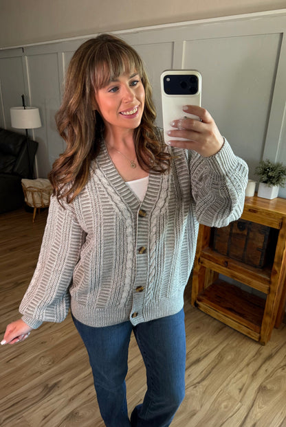 Cable Cardigan - Grey