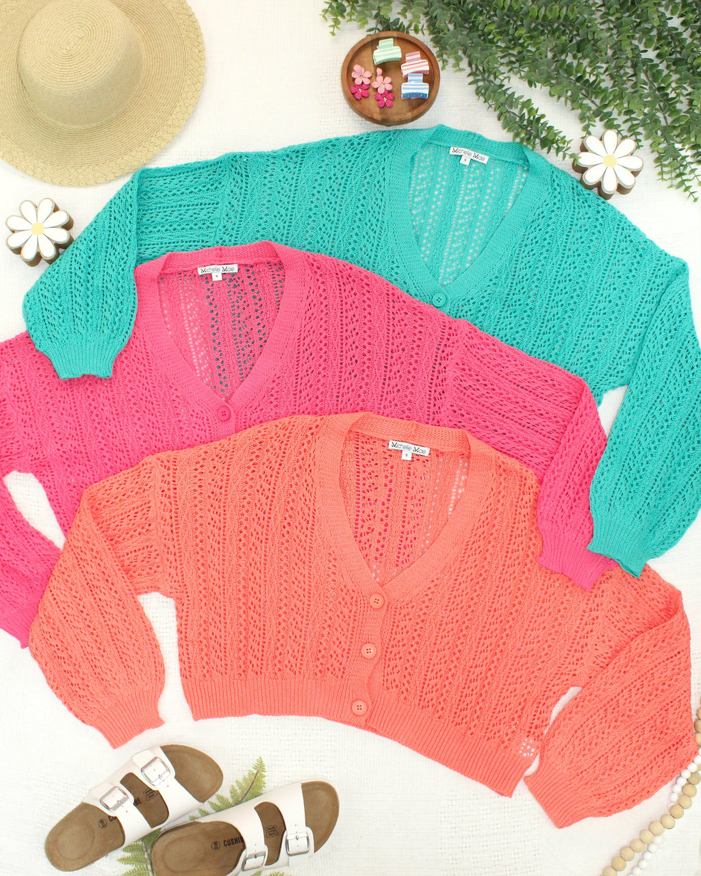 Callie Cropped Cardigan - Aqua