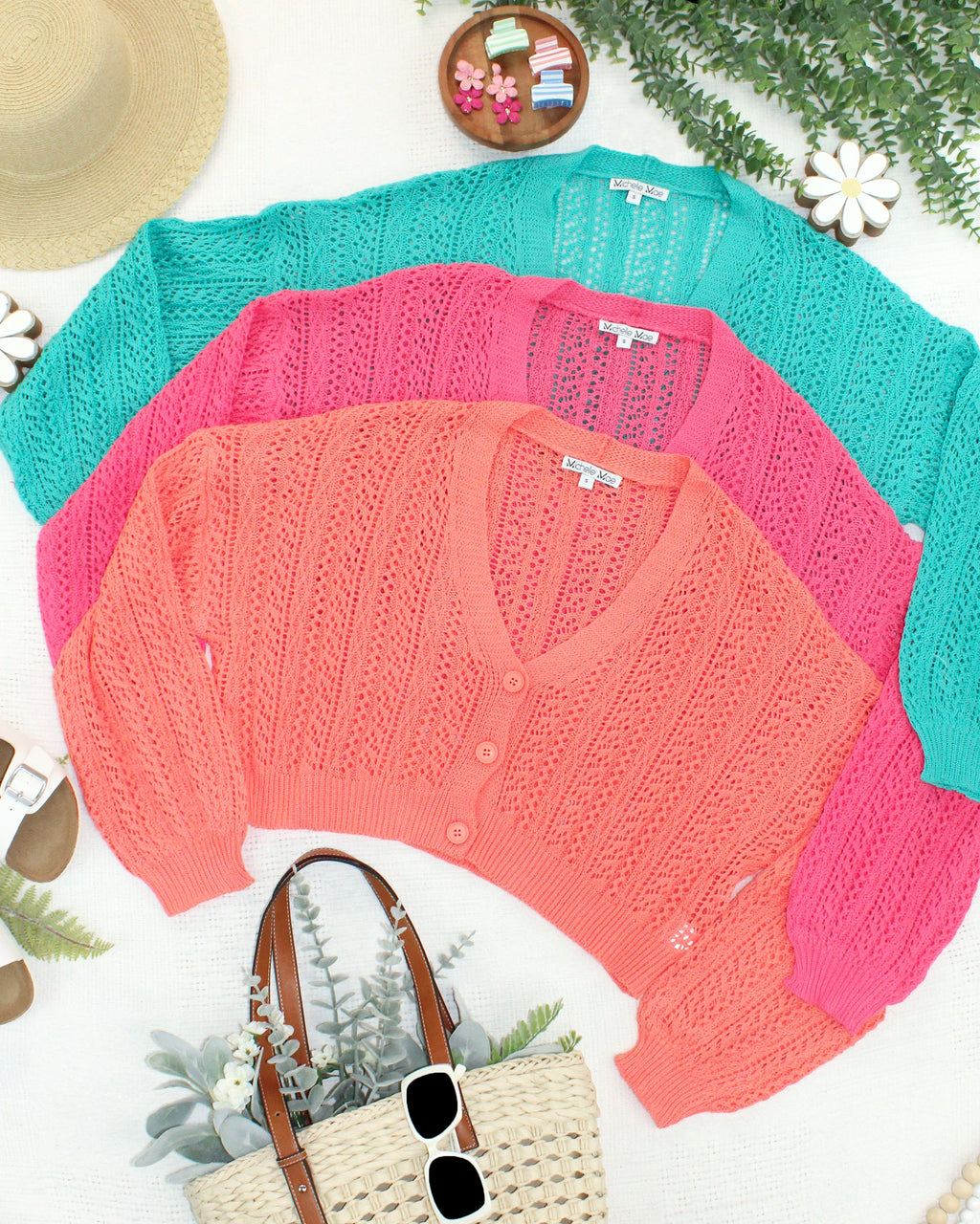 Callie Cropped Cardigan - Aqua