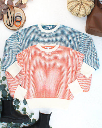 Charlotte Sweater - Orange and Ivory