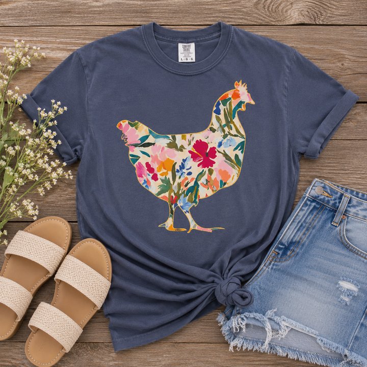 Brushstroke Floral Chicken Tee