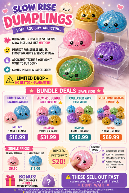 Slow Rise Dumpling Squishy Bundles | Sensory Fidget Stress Toys