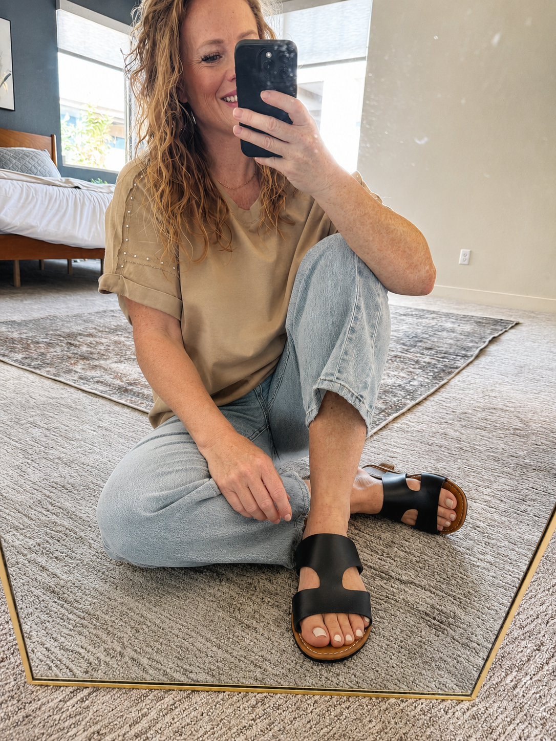 Cutout Open Toe Flat Sandals