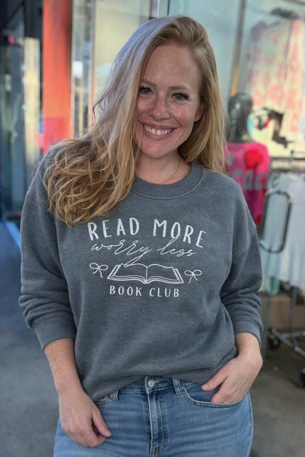 Read More Worry Less Embroidered Crewneck