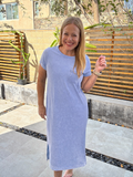 Just Feels Right T-Shirt Dress in Blue