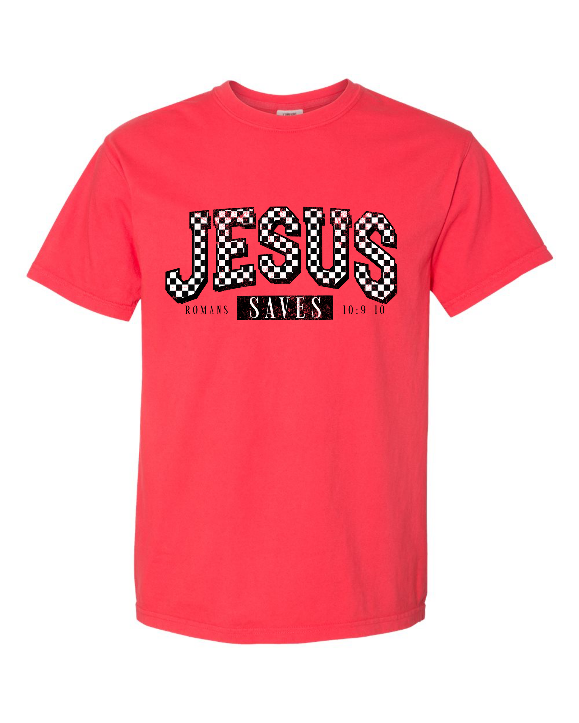 Checkered Jesus Saves Graphic Tee