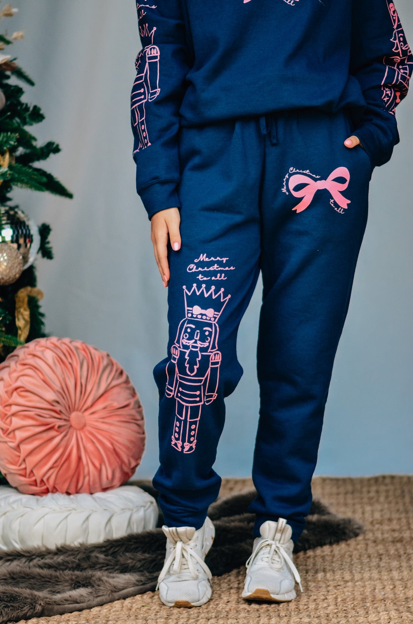 Nutcracker Bows Navy Joggers