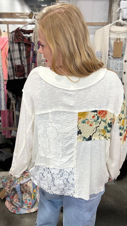 Creme De La Creme Mixed Media Top by POL