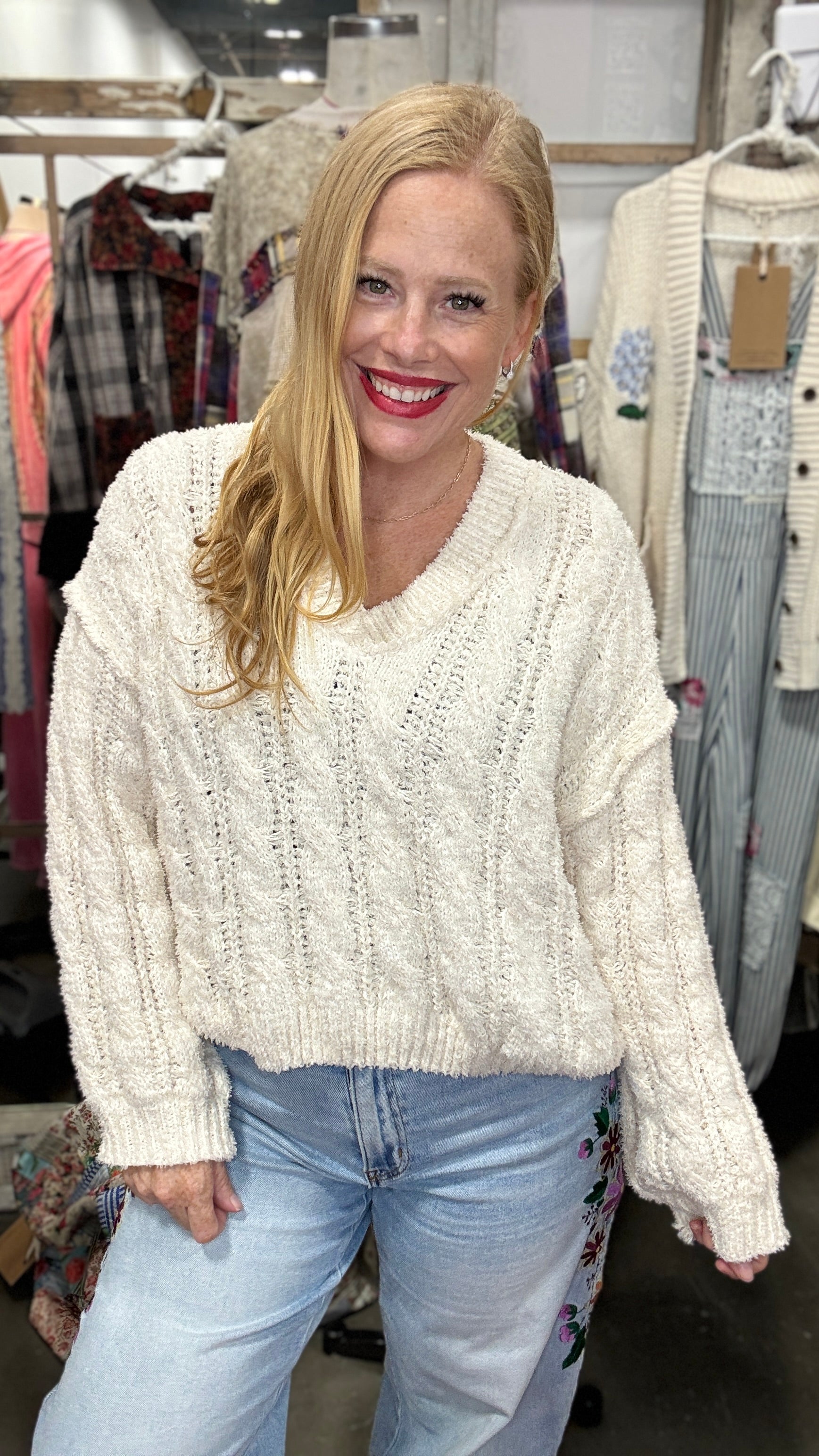 Cable Knit Chenille Sweater by POL