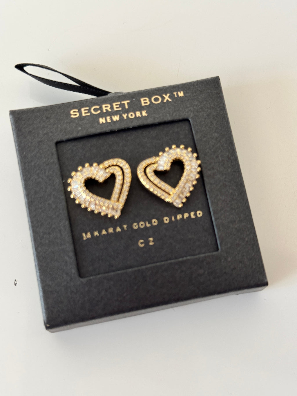 Secretbox Pave Crystal Heart Earrings