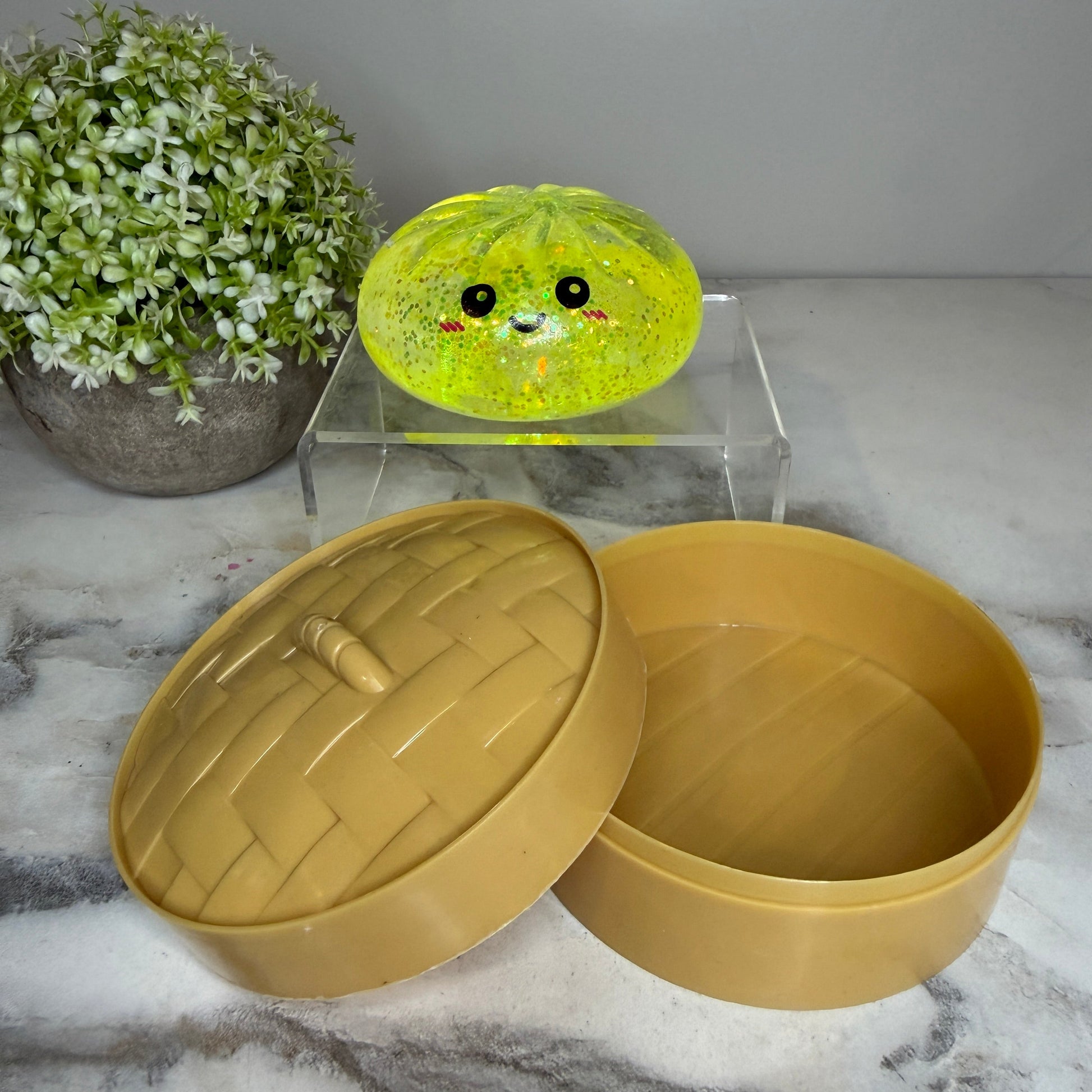Squishy Toy - Viral Dumpling, Slow Rise Glitter - Yellow