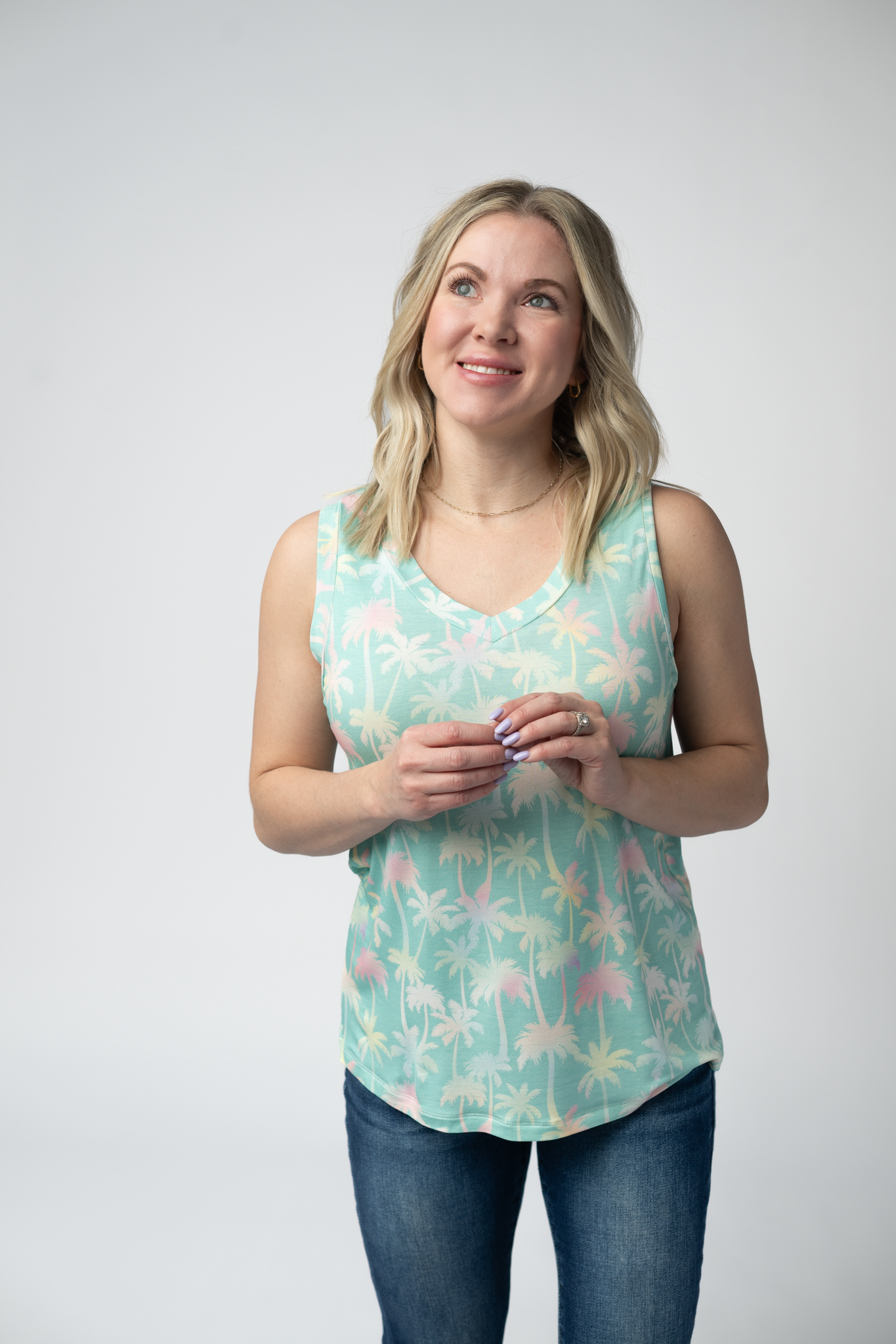 Noelle Tank - Aqua Palm