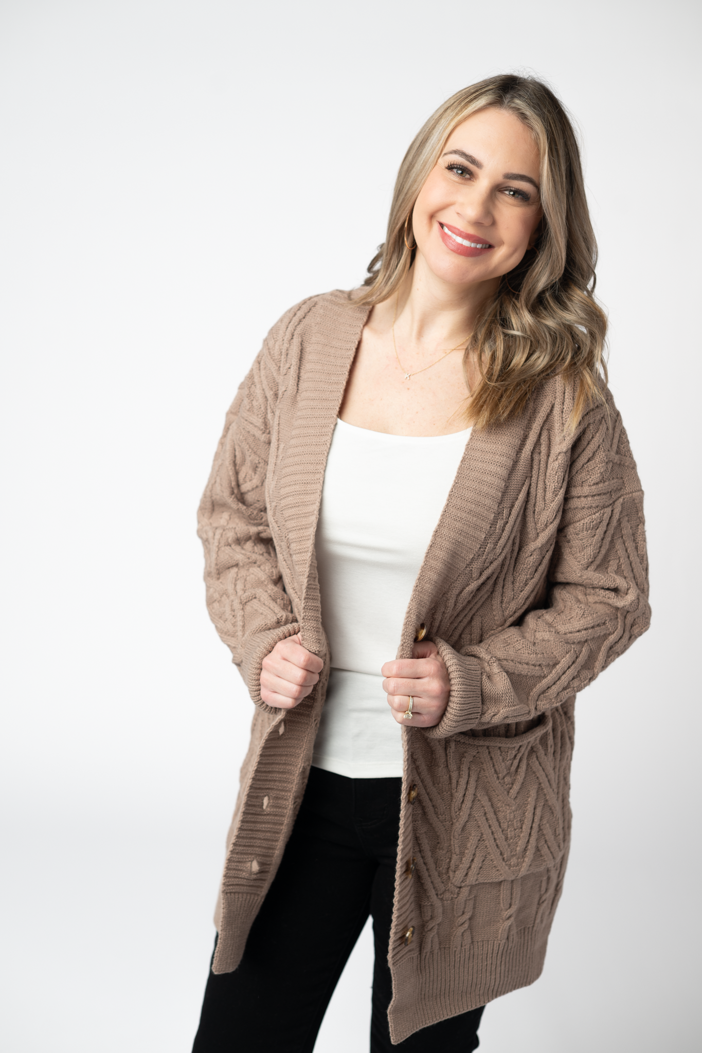 Brooks Button Sweater Cardigan - Mocha