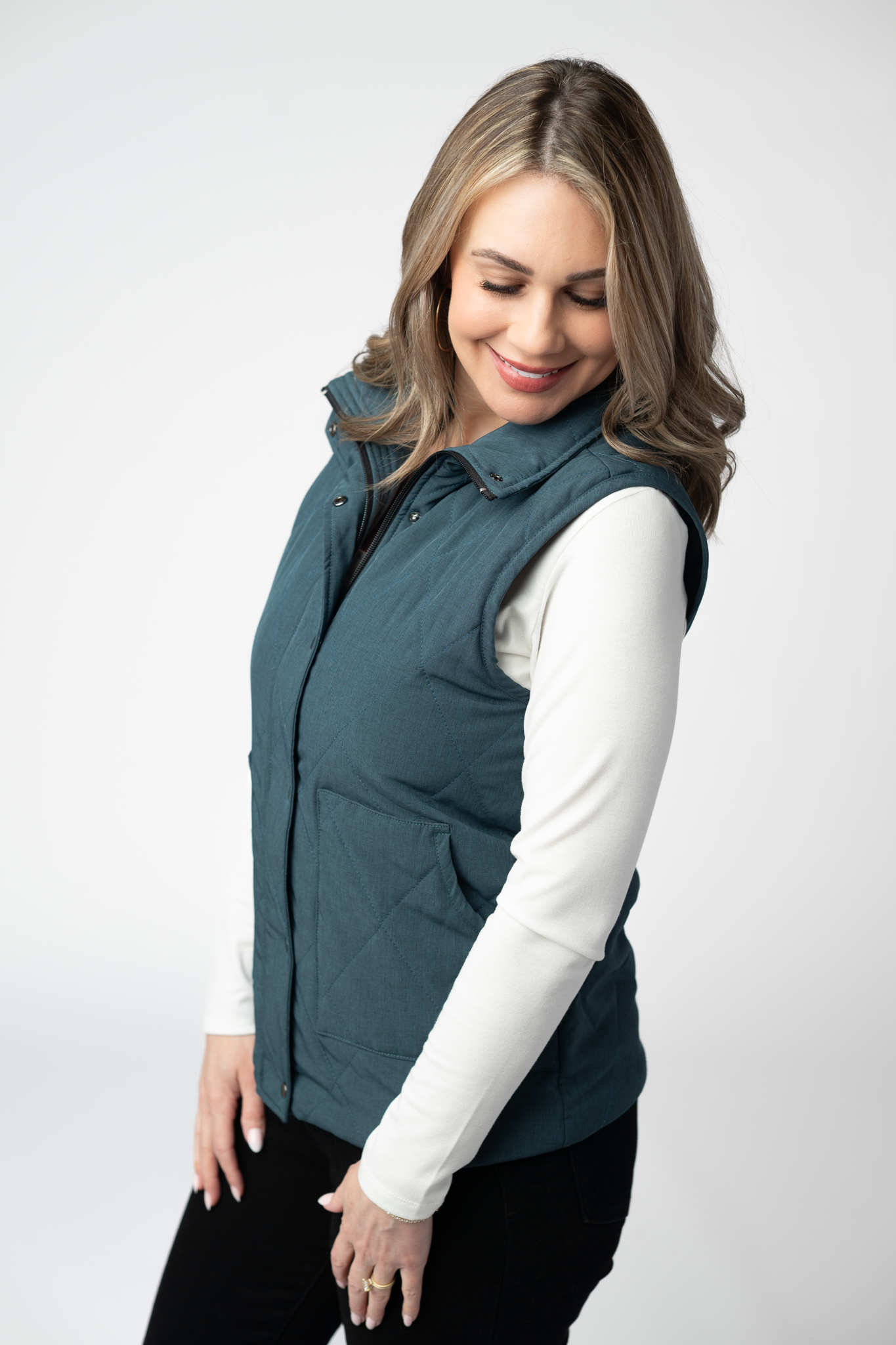 Remy Zip Up Vest - Teal