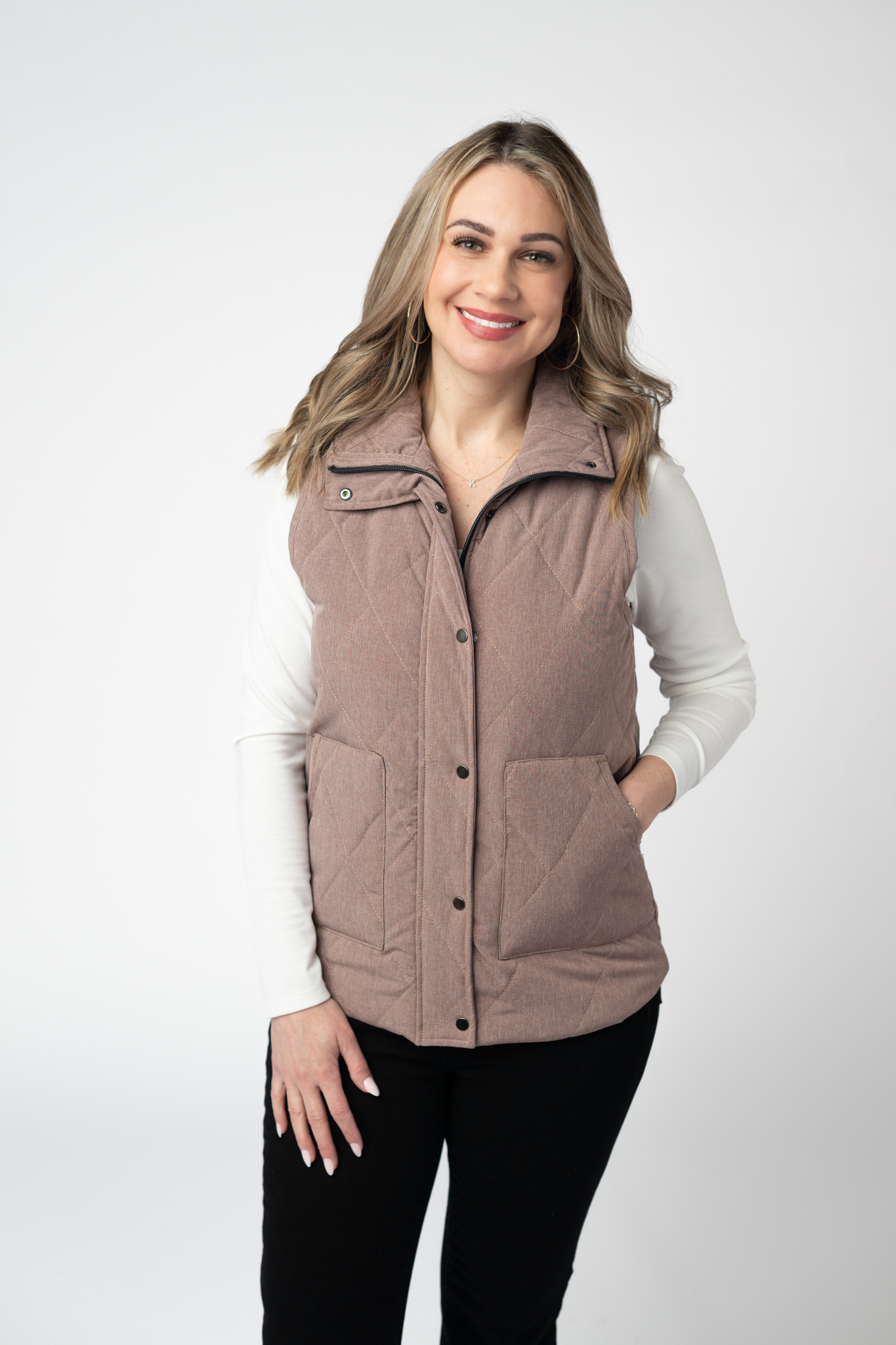 Remy Zip Up Vest - Chestnut