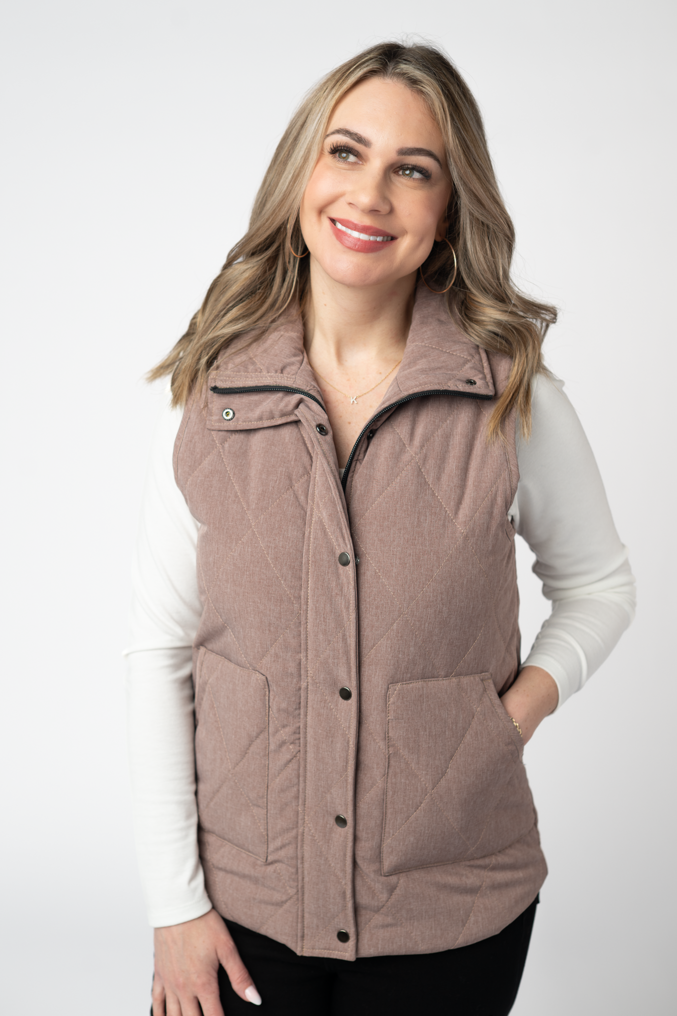 Remy Zip Up Vest - Chestnut