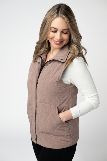 Remy Zip Up Vest - Chestnut