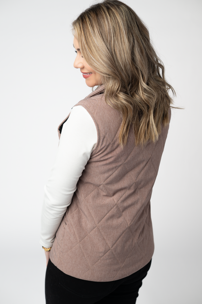 Remy Zip Up Vest - Chestnut