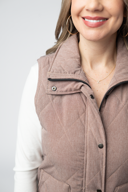 Remy Zip Up Vest - Chestnut