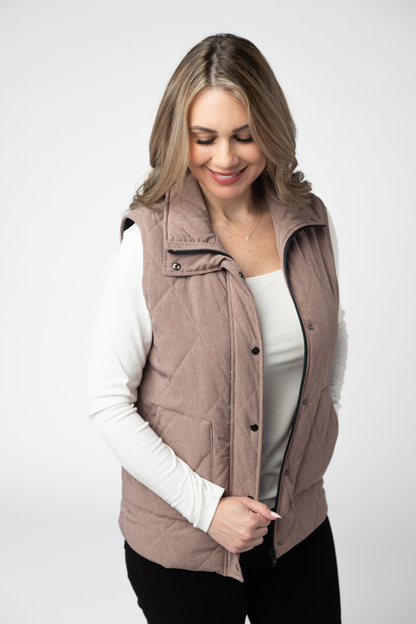 Remy Zip Up Vest - Chestnut