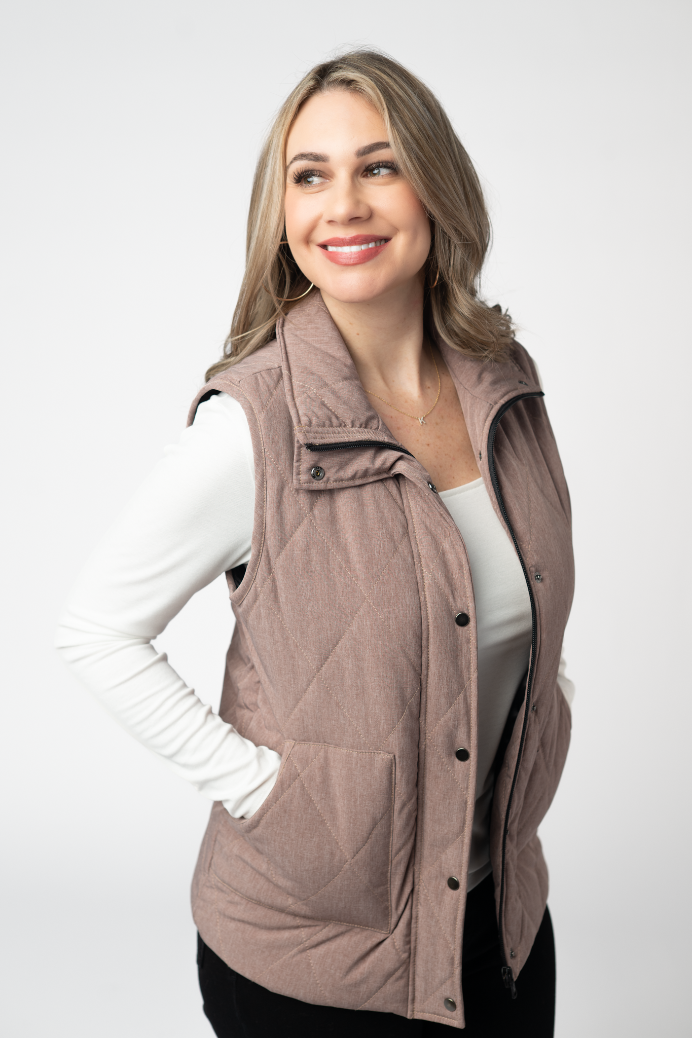 Remy Zip Up Vest - Chestnut