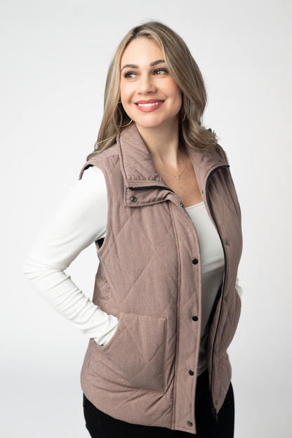 Remy Zip Up Vest - Chestnut