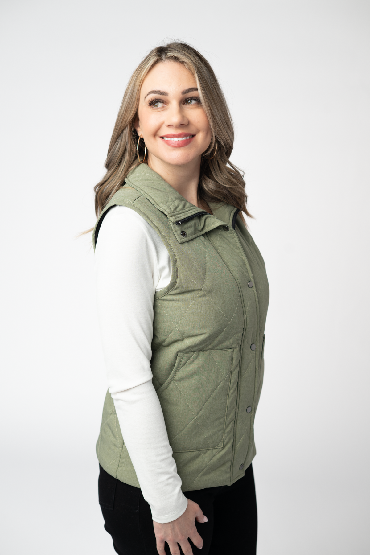 Remy Zip Up Vest - Dark Sage