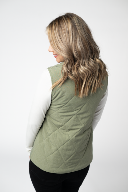 Remy Zip Up Vest - Dark Sage