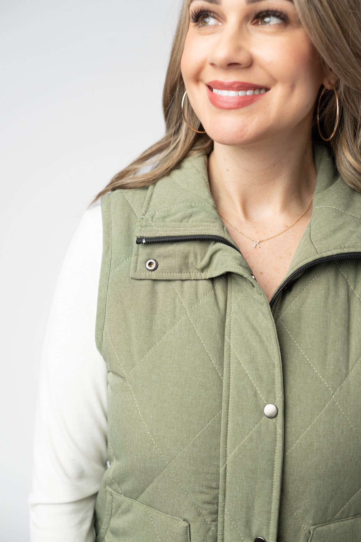 Remy Zip Up Vest - Dark Sage