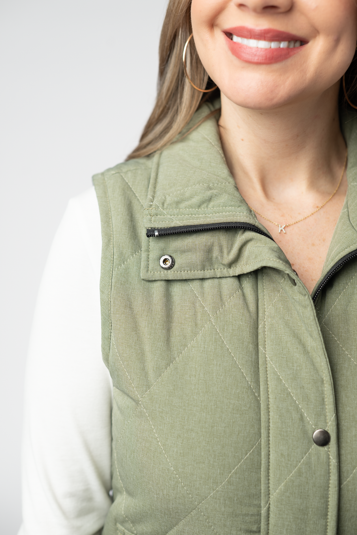 Remy Zip Up Vest - Dark Sage