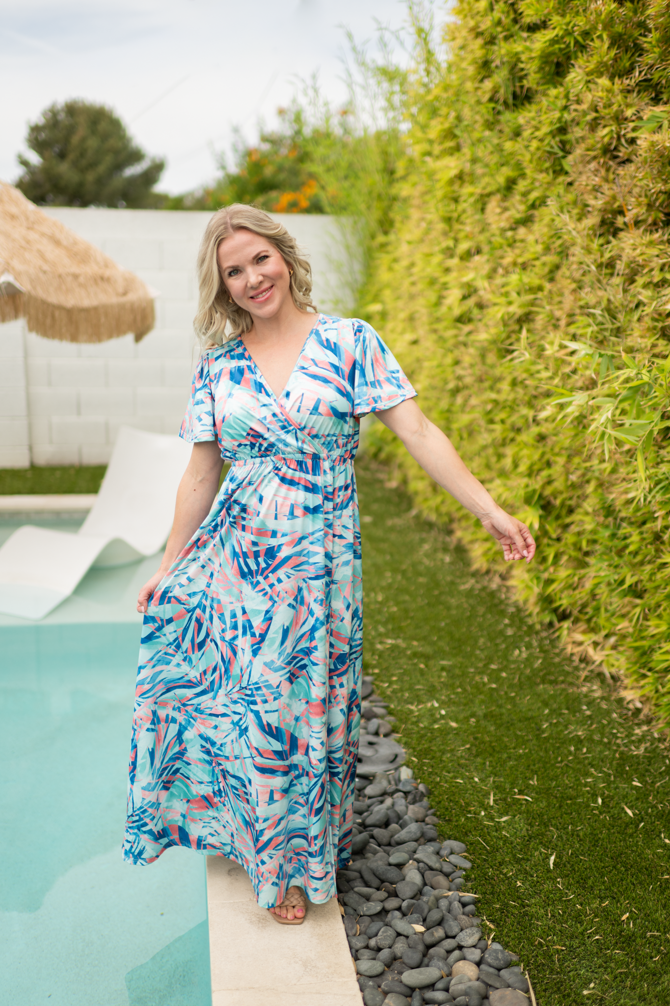 Millie Maxi Dress - Abstract Aqua Breeze