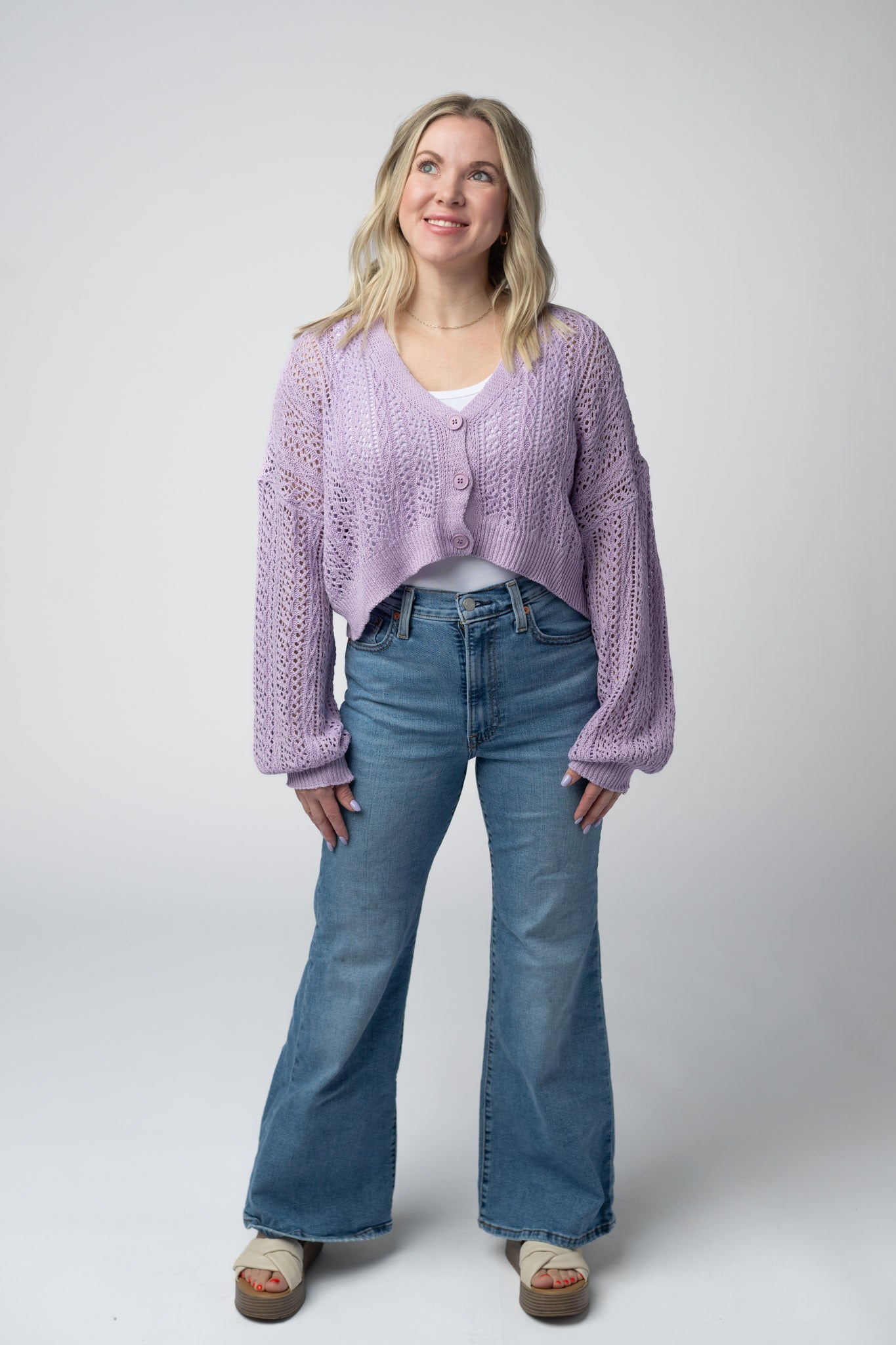 IN STOCK Callie Cropped Cardigan - Lavender
