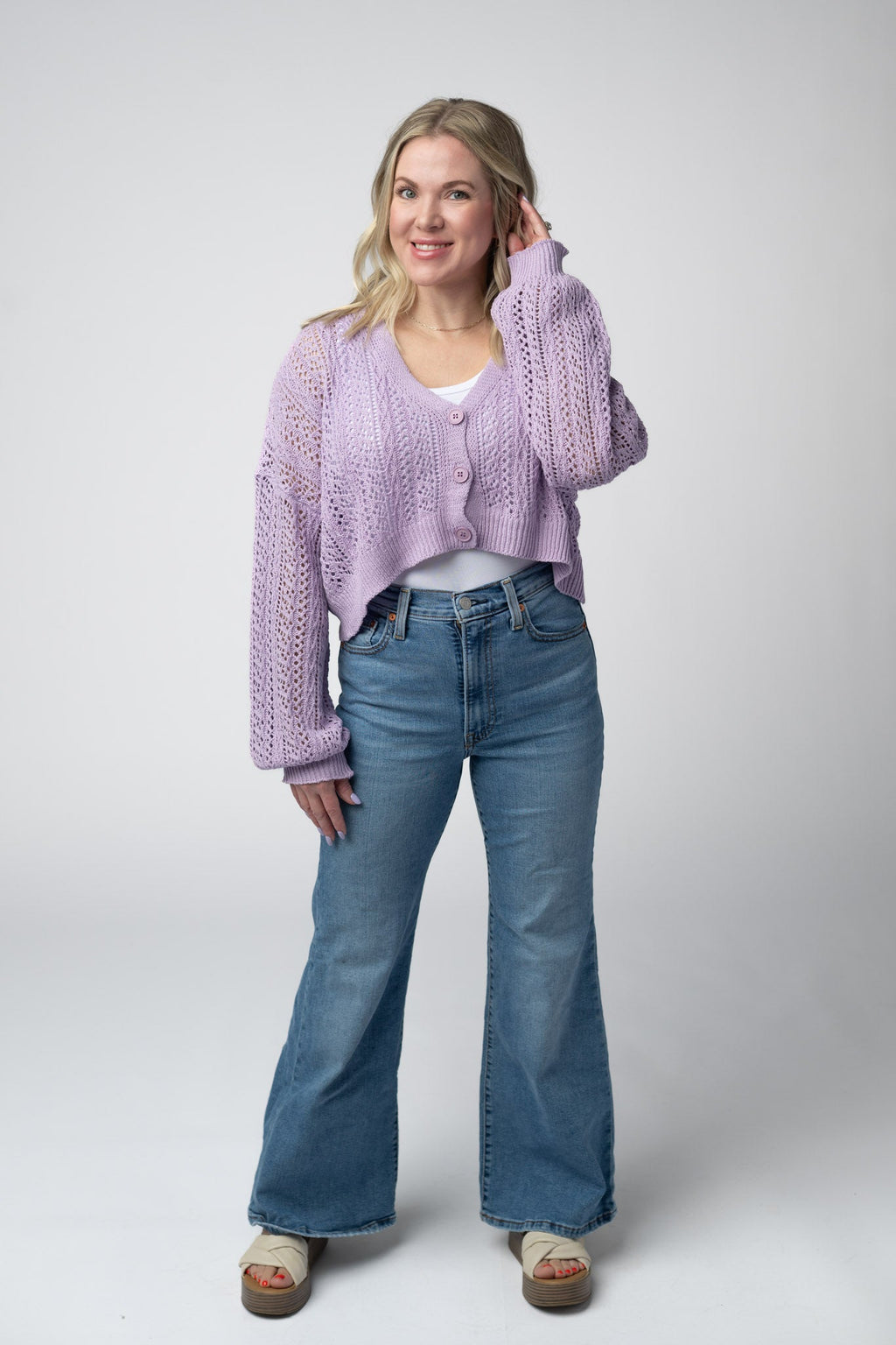 IN STOCK Callie Cropped Cardigan - Lavender