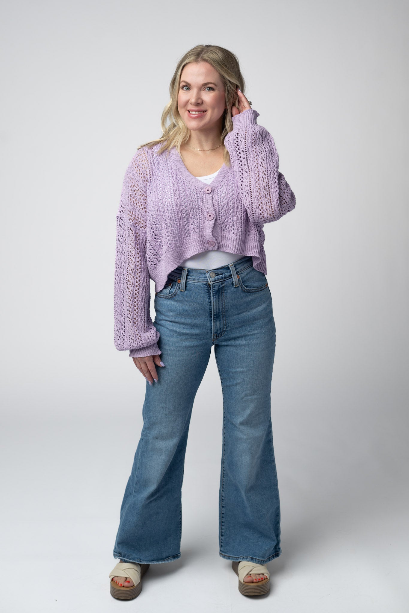 IN STOCK Callie Cropped Cardigan - Lavender