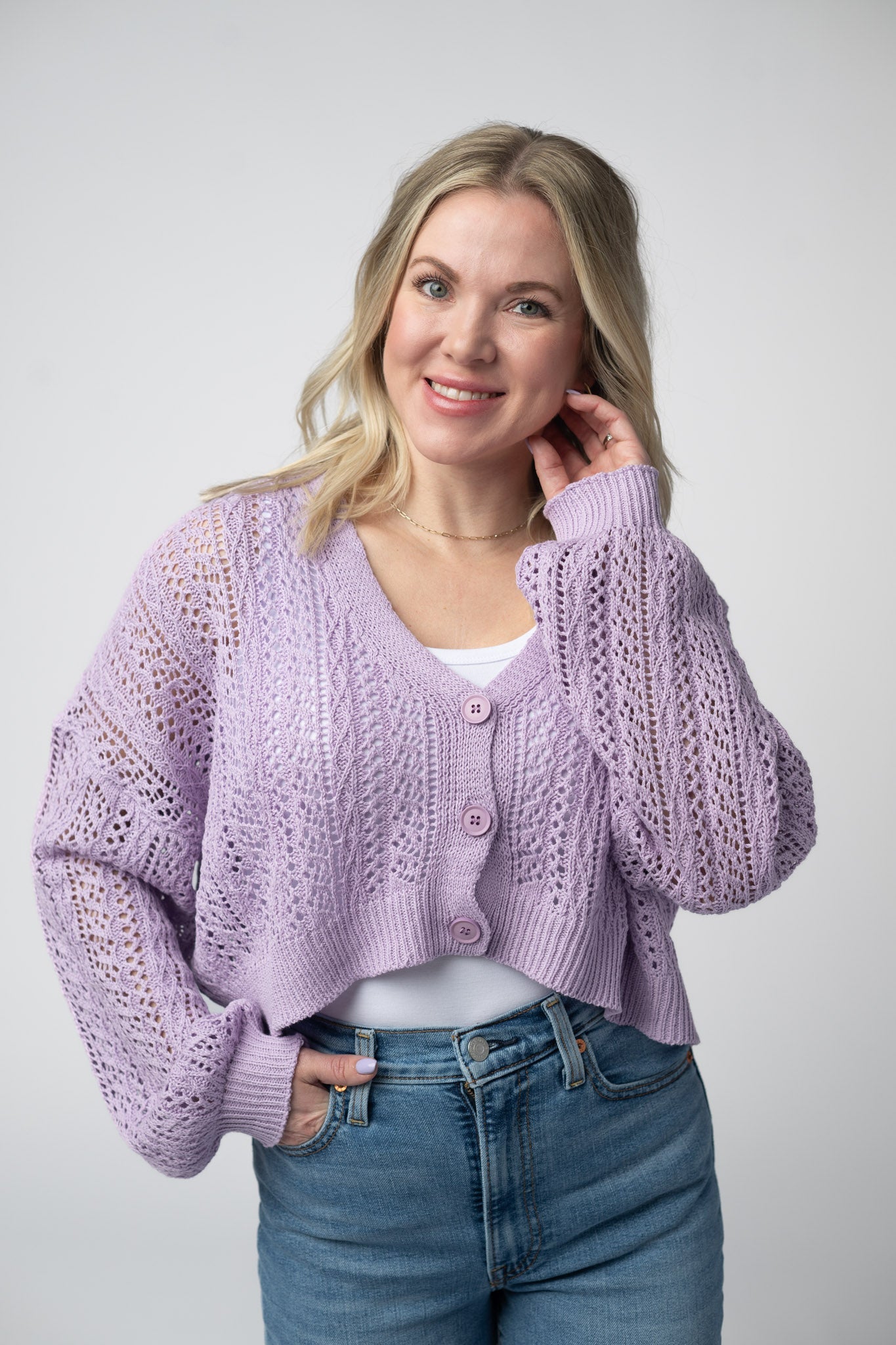 IN STOCK Callie Cropped Cardigan - Lavender