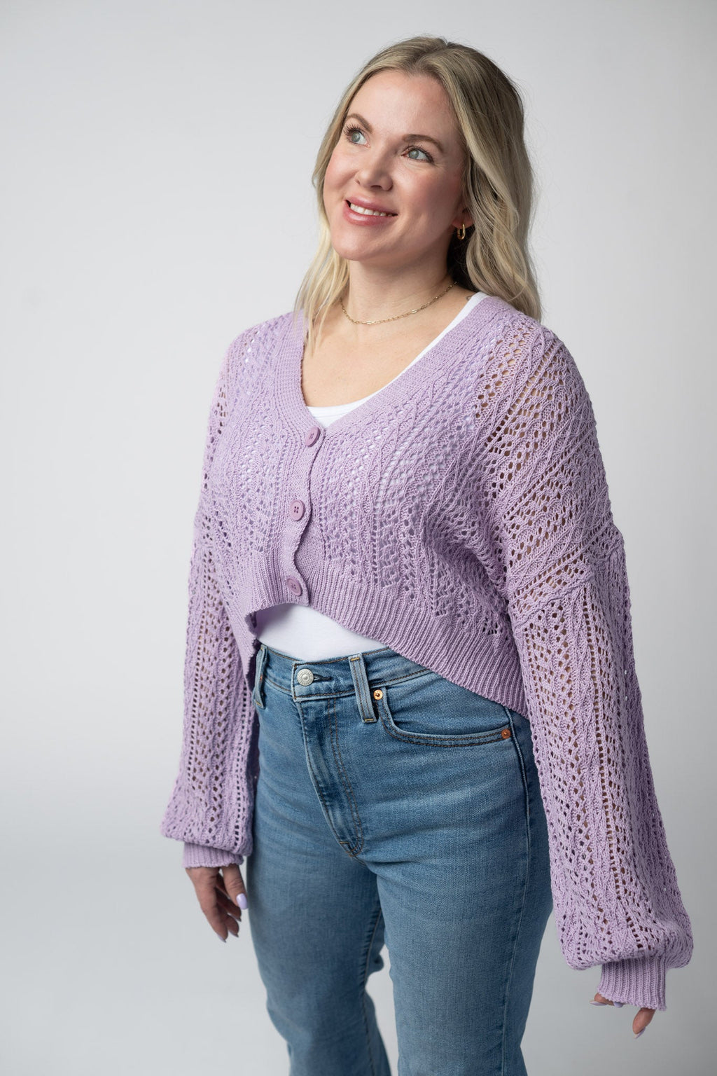 IN STOCK Callie Cropped Cardigan - Lavender